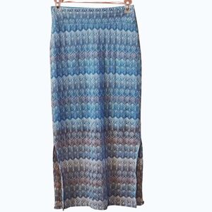 Cato Patterned Multicolor Sheer Crochet-look Lace Overlay Maxi Skirt Womens S